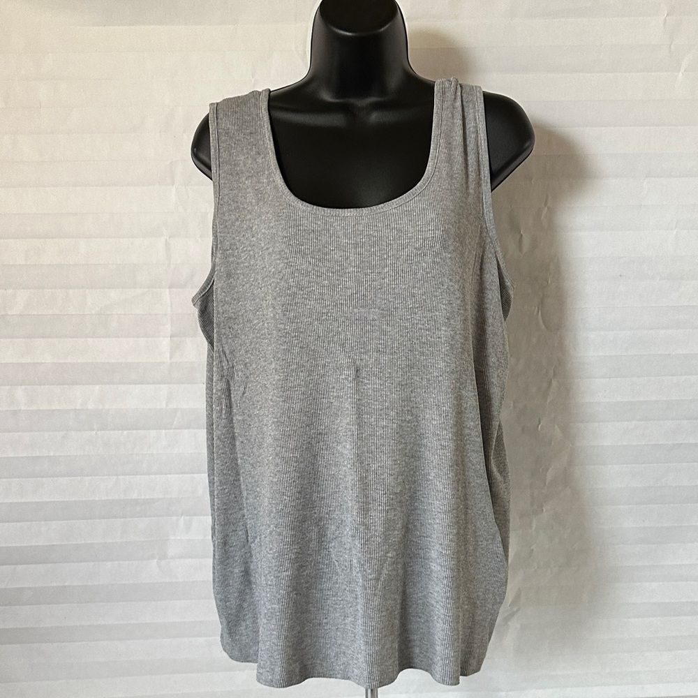 Woman Within Heather Gray Tank Top Plus Size Large